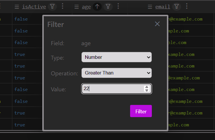 Advanced Column Filtering and Sorting